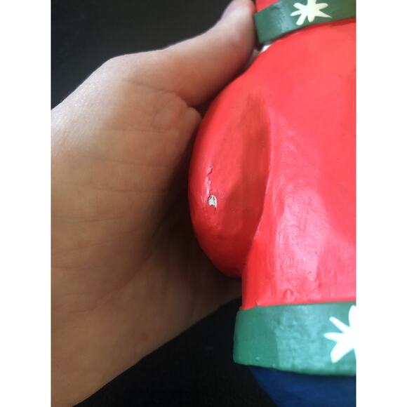 Vtg hand painted folk art santa Bright Vibrant Colors Resin? Wood Look Light - Picture 4 of 9